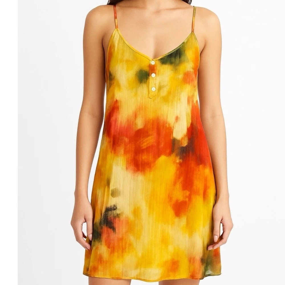 Alice + Olivia Loma Watercolor Chiffon Mini Dress In Multi Women's Size M